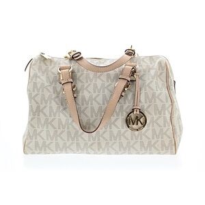 Michael Kors Monogram Beige and Tan Satchel